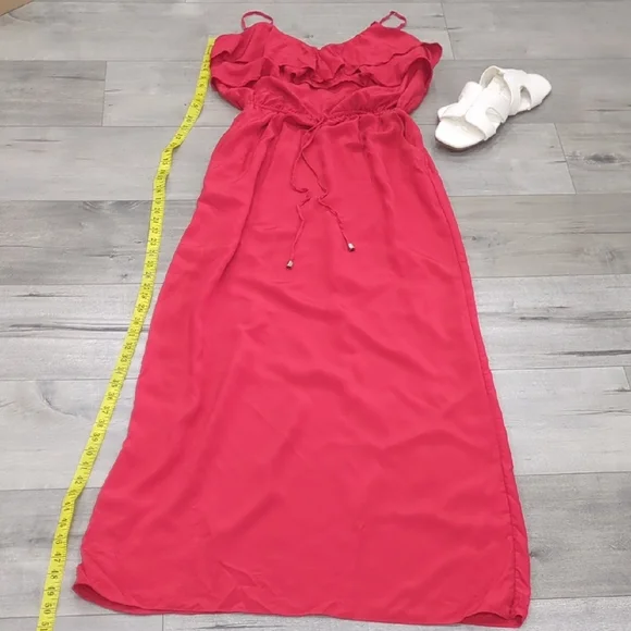 Red Sleeveless Ruffle Dress - Picture 2 of 4